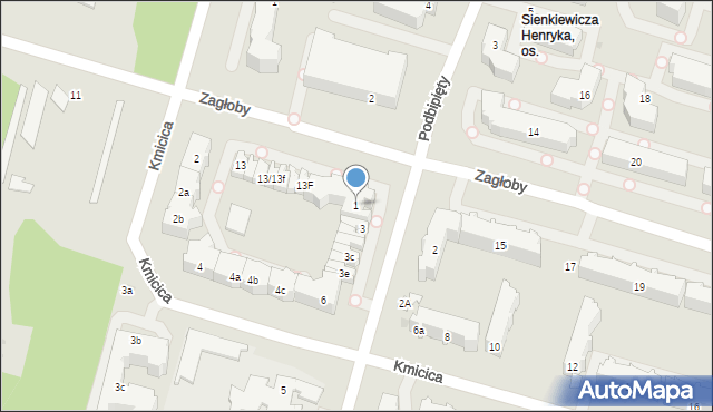 Łódź, Skrzetuskiego Jana, 1, mapa Łodzi