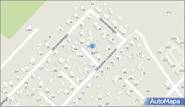 Łódź, Skautów Łódzkich, 36a, mapa Łodzi