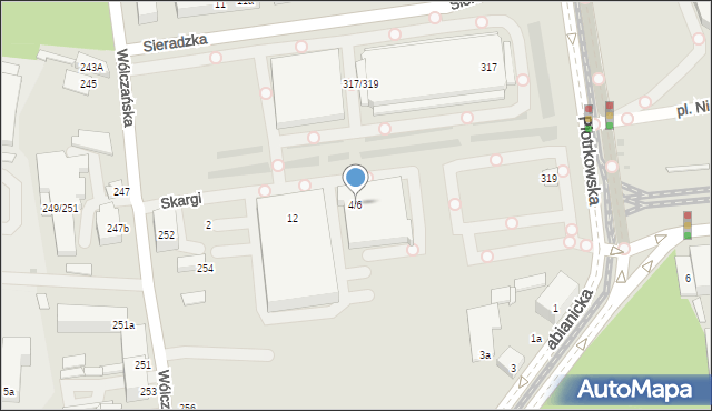 Łódź, Skargi Piotra, ks., 4/6, mapa Łodzi