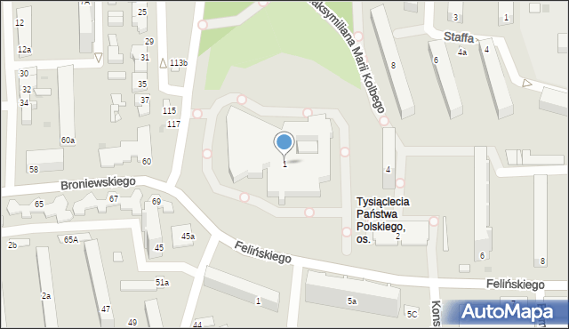 Łódź, Skwer św. Maksymiliana Marii Kolbego, 1, mapa Łodzi