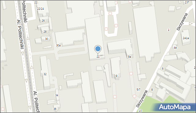 Łódź, Skrzywana Stefana, inż., 11, mapa Łodzi