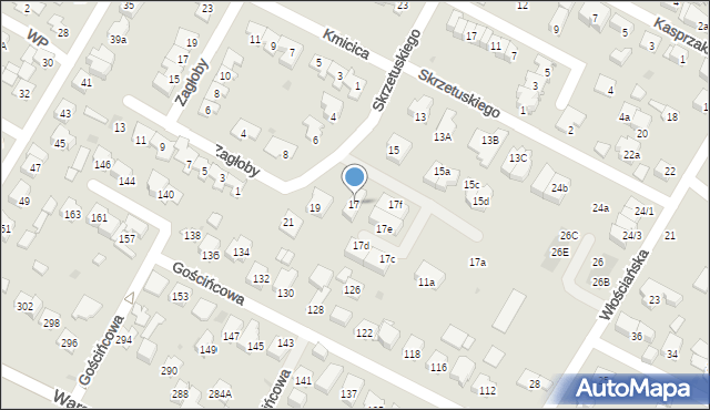 Łomianki, Skrzetuskiego, 17, mapa Łomianki