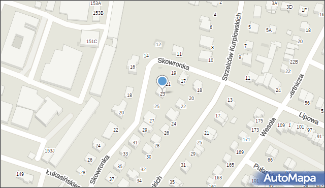 Łomża, Skowronka Franciszka, kpt., 23, mapa Łomży