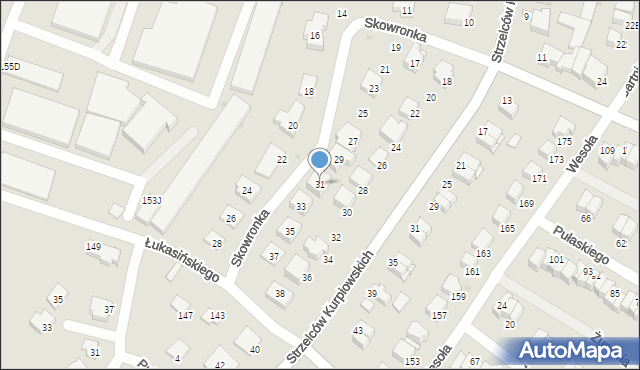 Łomża, Skowronka Franciszka, kpt., 31, mapa Łomży