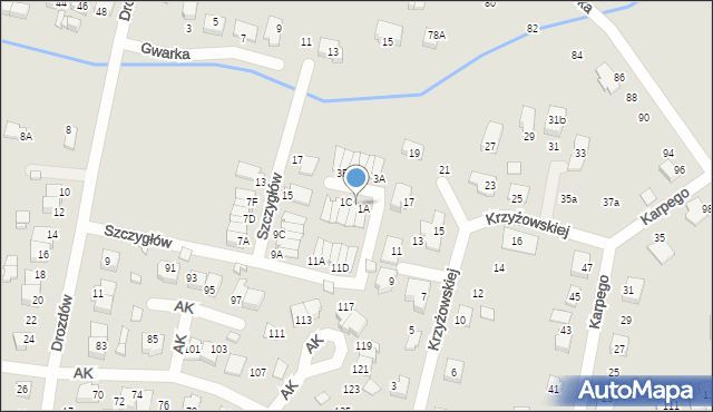Lubliniec, Skowronków, 1B, mapa Lubliniec