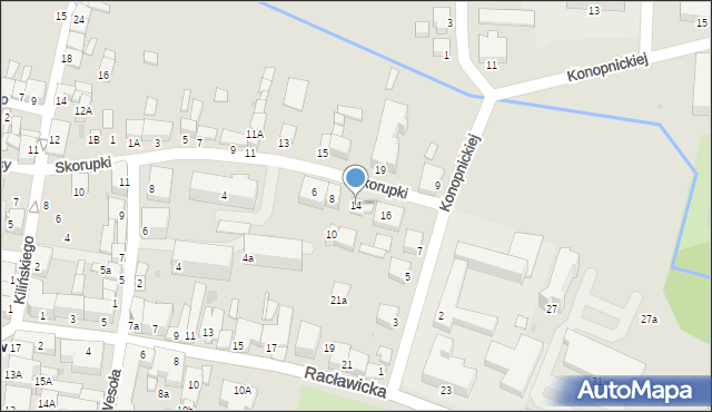 Miechów, Skorupki Ignacego Jana, ks., 14, mapa Miechów