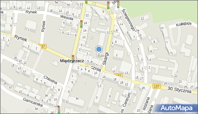 Międzyrzecz, Skargi Piotra, ks., 1c, mapa Międzyrzecz