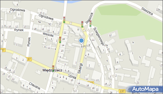 Międzyrzecz, Skargi Piotra, ks., 3, mapa Międzyrzecz