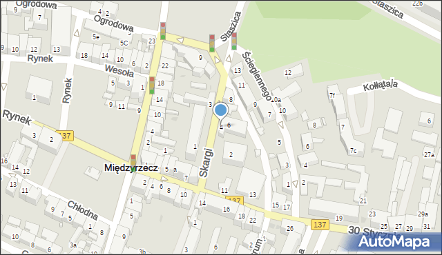 Międzyrzecz, Skargi Piotra, ks., 4, mapa Międzyrzecz