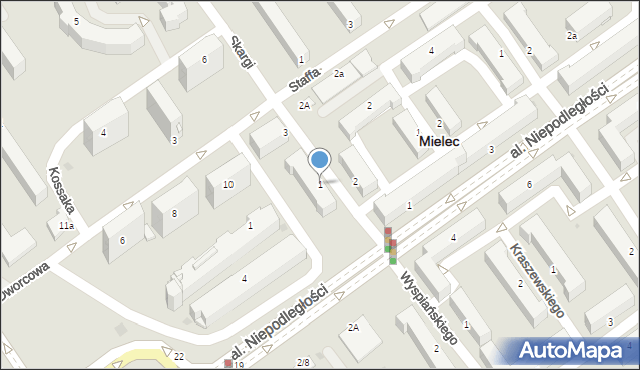 Mielec, Skargi Piotra, ks., 1, mapa Mielca