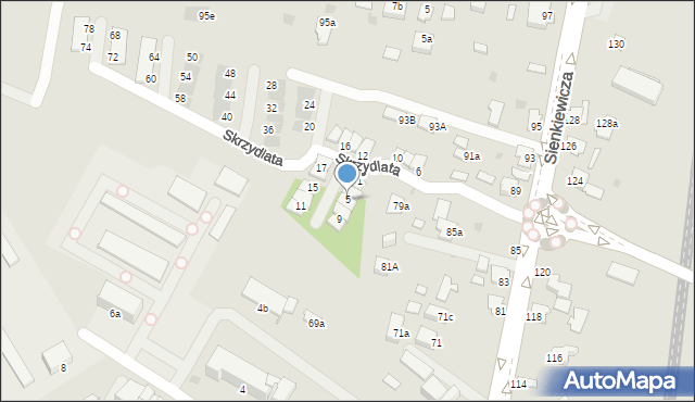 Mielec, Skrzydlata, 5, mapa Mielca