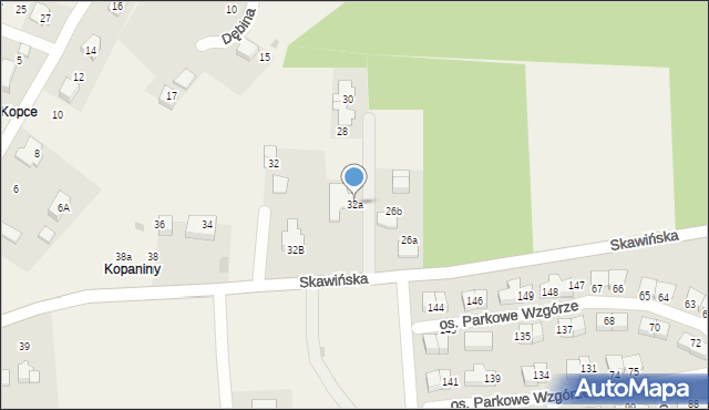 Mogilany, Skawińska, 32a, mapa Mogilany