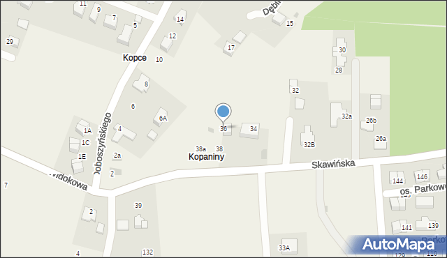 Mogilany, Skawińska, 36, mapa Mogilany