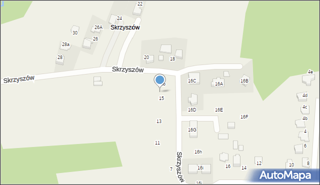 Mogilany, Skrzyszów, 15a, mapa Mogilany