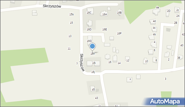 Mogilany, Skrzyszów, 16h, mapa Mogilany