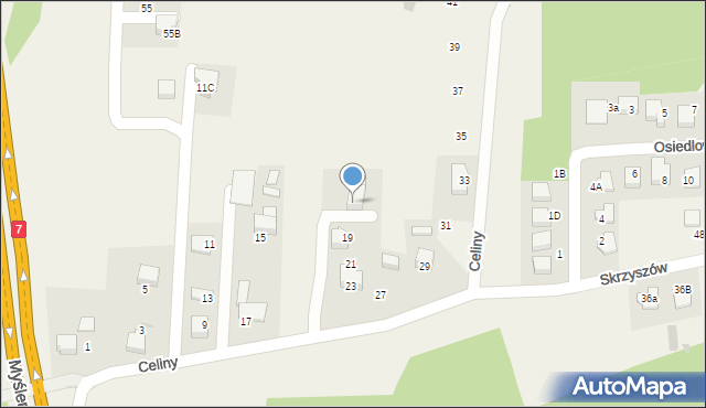 Mogilany, Skrzyszów, 25a, mapa Mogilany