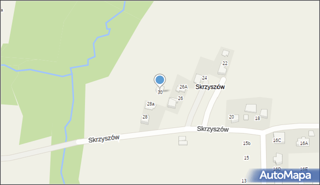 Mogilany, Skrzyszów, 30, mapa Mogilany