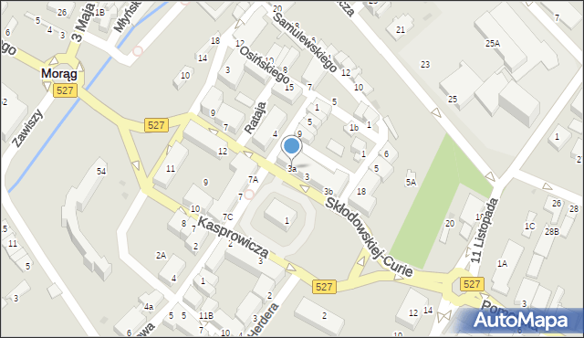 Morąg, Skłodowskiej-Curie Marii, 3a, mapa Morąg