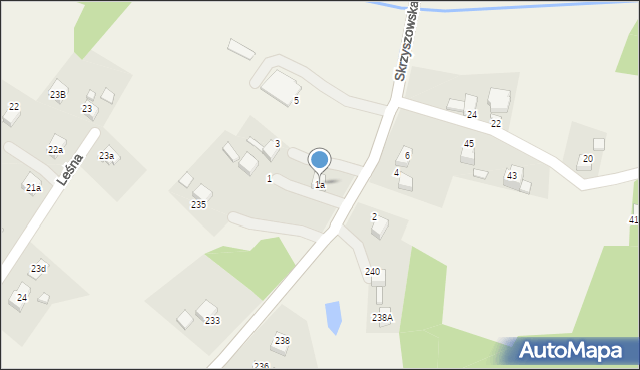 Mszana, Skrzyszowska, 1a, mapa Mszana