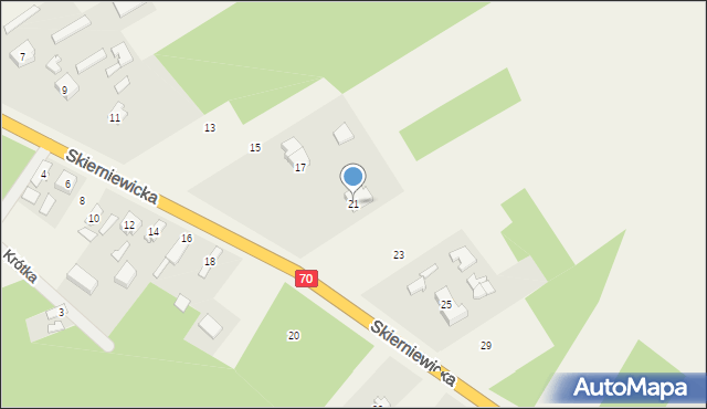 Mysłaków, Skierniewicka, 21, mapa Mysłaków