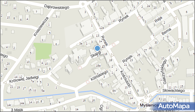 Myślenice, Skargi Piotra, ks., 3, mapa Myślenice