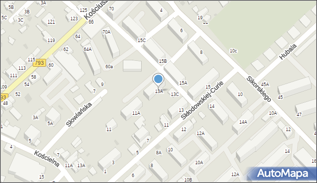 Myszków, Skłodowskiej-Curie Marii, 13A, mapa Myszków