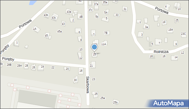 Niepołomice, Skarbowa, 15, mapa Niepołomice