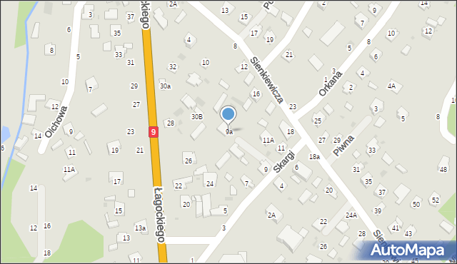 Nowa Dęba, Skargi Piotra, ks., 9a, mapa Nowa Dęba