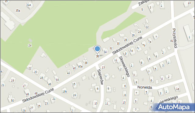 Nowa Sól, Skłodowskiej-Curie Marii, 36, mapa Nowa Sól