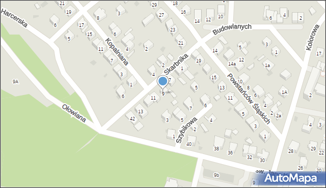 Olkusz, Skarbnika, 9, mapa Olkusz