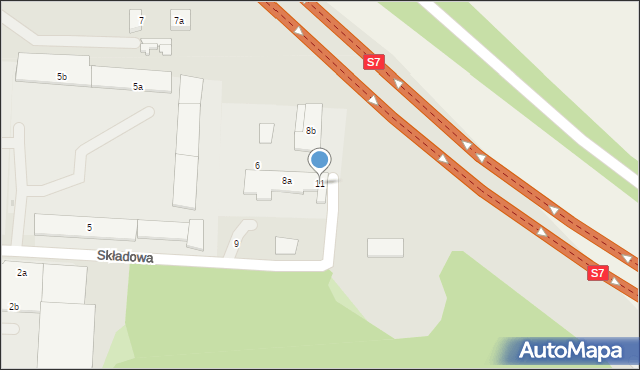 Ostróda, Składowa, 11, mapa Ostróda