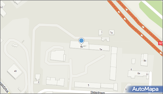 Ostróda, Składowa, 5b, mapa Ostróda