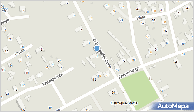 Ostrołęka, Skłodowskiej-Curie Marii, 1, mapa Ostrołęka