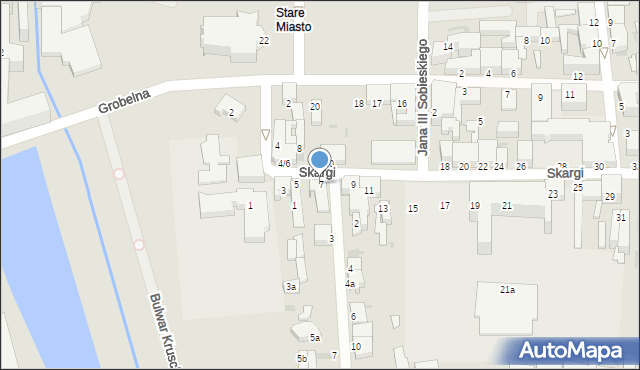 Pabianice, Skargi Piotra, ks., 7, mapa Pabianic