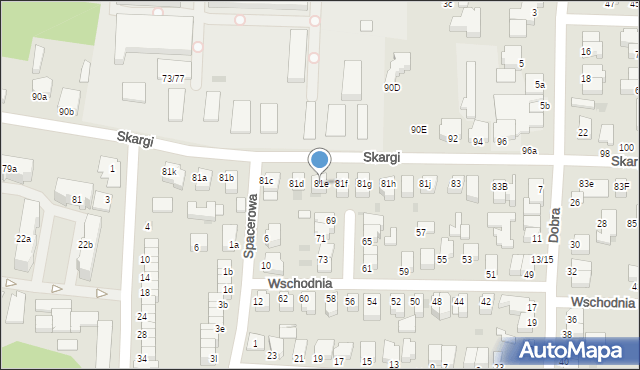 Pabianice, Skargi Piotra, ks., 81e, mapa Pabianic