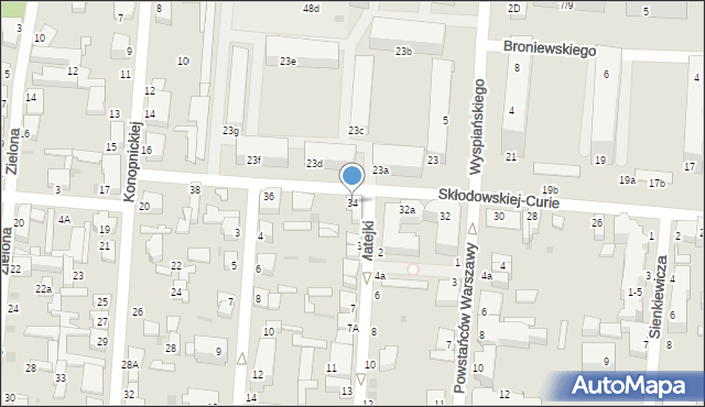 Pabianice, Skłodowskiej-Curie Marii, 34, mapa Pabianic