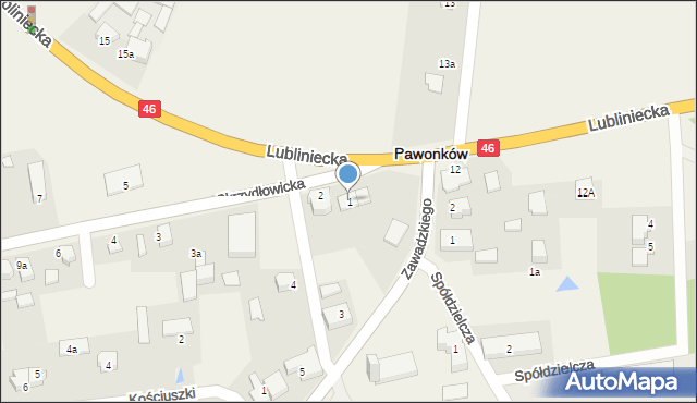 Pawonków, Skrzydłowicka, 1, mapa Pawonków