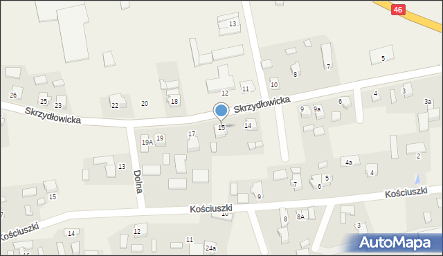 Pawonków, Skrzydłowicka, 15, mapa Pawonków