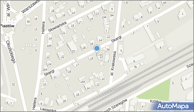 Piastów, Skargi Piotra, ks., 13A, mapa Piastów