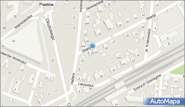 Piastów, Skargi Piotra, ks., 21, mapa Piastów