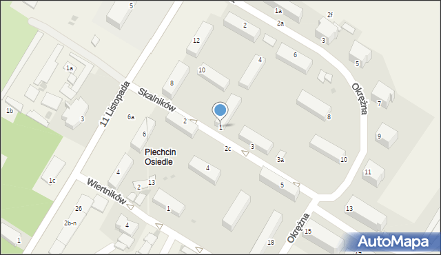 Piechcin, Skalników, 1, mapa Piechcin
