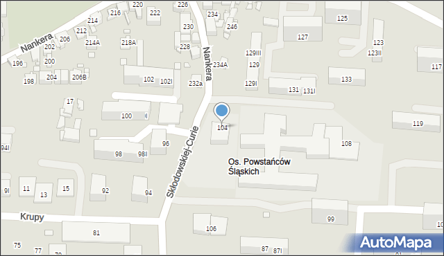 Piekary Śląskie, Skłodowskiej-Curie Marii, 104, mapa Piekary Śląskie