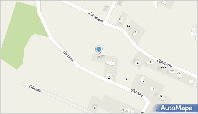 Pietrzykowice, Skośna, 8, mapa Pietrzykowice