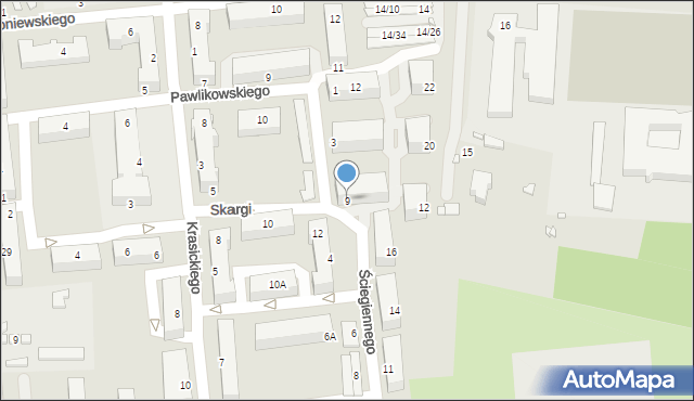 Piotrków Trybunalski, Skargi Piotra, ks., 9, mapa Piotrków Trybunalski