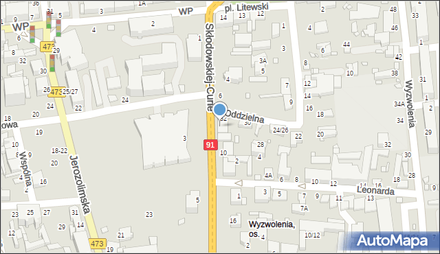 Piotrków Trybunalski, Skłodowskiej-Curie Marii, 8, mapa Piotrków Trybunalski