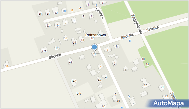 Potrzanowo, Skocka, 11, mapa Potrzanowo