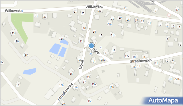 Powidz, Skośna, 1, mapa Powidz