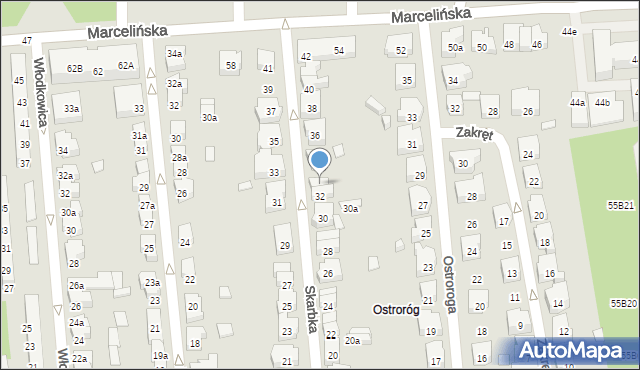 Poznań, Skarbka Fryderyka, 32a, mapa Poznania