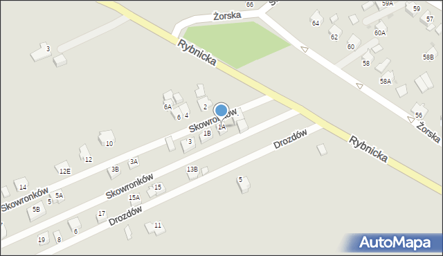 Pszczyna, Skowronków, 1A, mapa Pszczyny