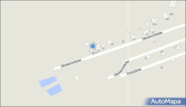 Pszczyna, Skowronków, 34, mapa Pszczyny